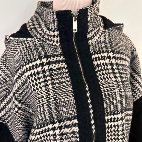 Fate Black & White Houndstooth Zip Up Hooded Jacket Size One Size - Picture 3 of 10